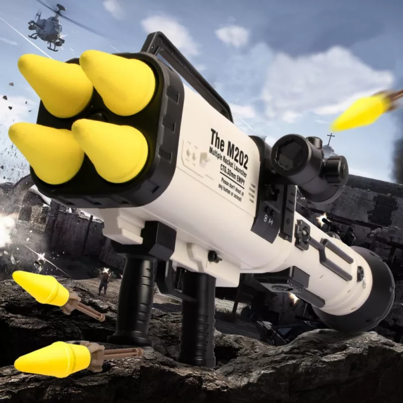 LEAN TOYS Lançador de foguetes gigante M202 mísseis de esponja 68cm