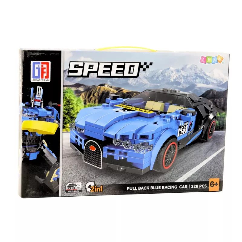 LEAN TOYS Carro robô 2em1 Hurricane azul blocos de construção 328 unid.