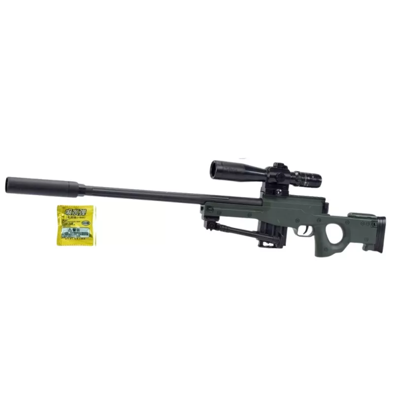 LEAN TOYS Réplica de espingarda de precisão AWM com suporte bolas de gel de água 80cm