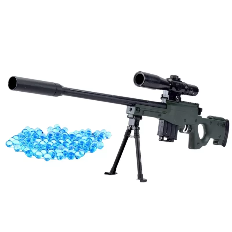 LEAN TOYS Réplica de espingarda de precisão AWM com suporte bolas de gel de água 80cm