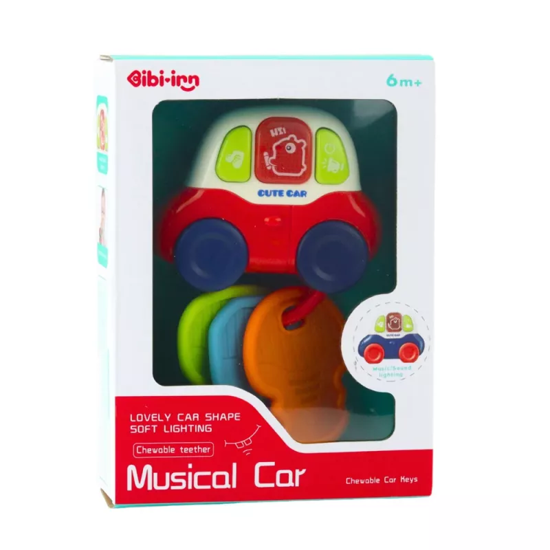 LEAN TOYS Carro de brincar interativo com mordedores chaves luzes sons