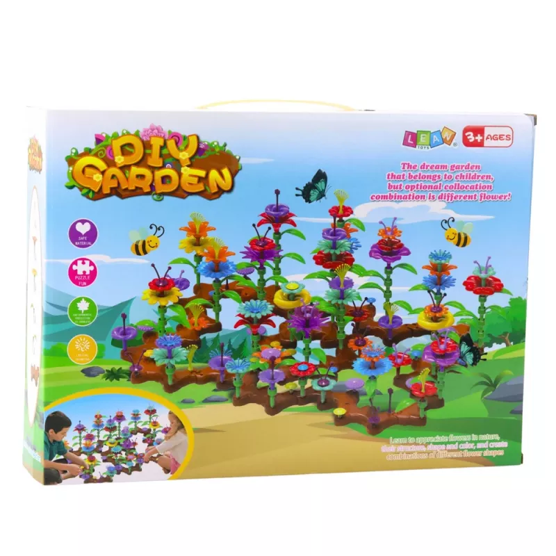 LEAN TOYS Conjunto de blocos de construção flores de jardim criativas 198 unid.
