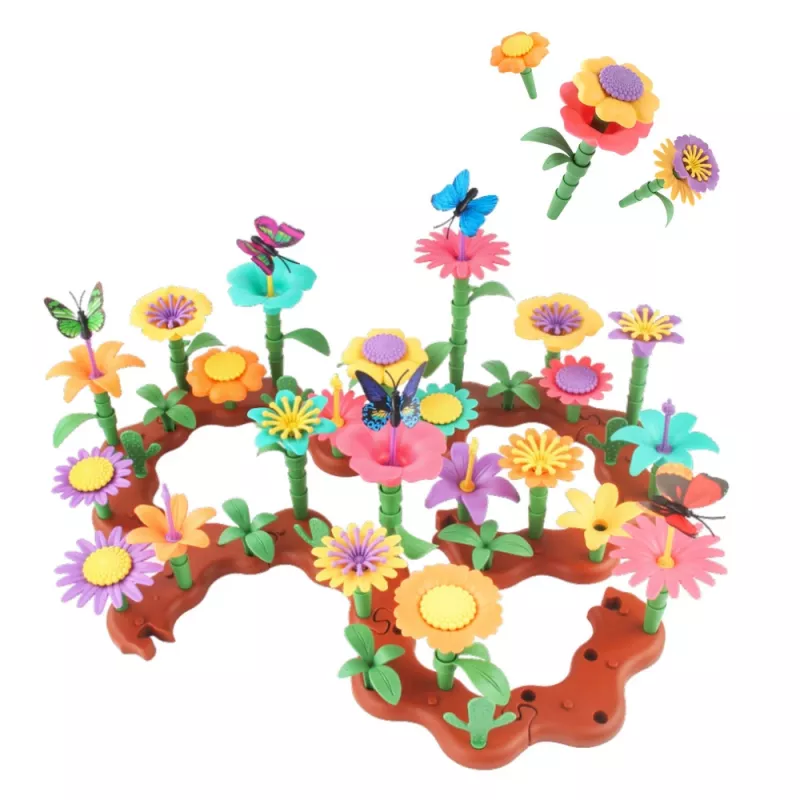 LEAN TOYS Conjunto de blocos de construção flores de jardim criativas 198 unid.