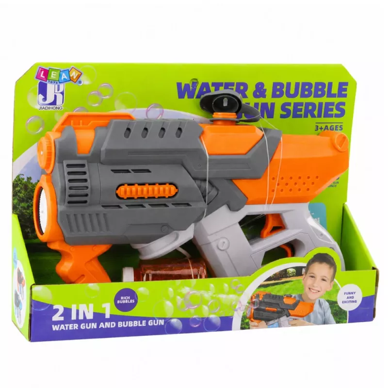 LEAN TOYS Pistola de água elétrica bolhas de sabão 2em1 laranja