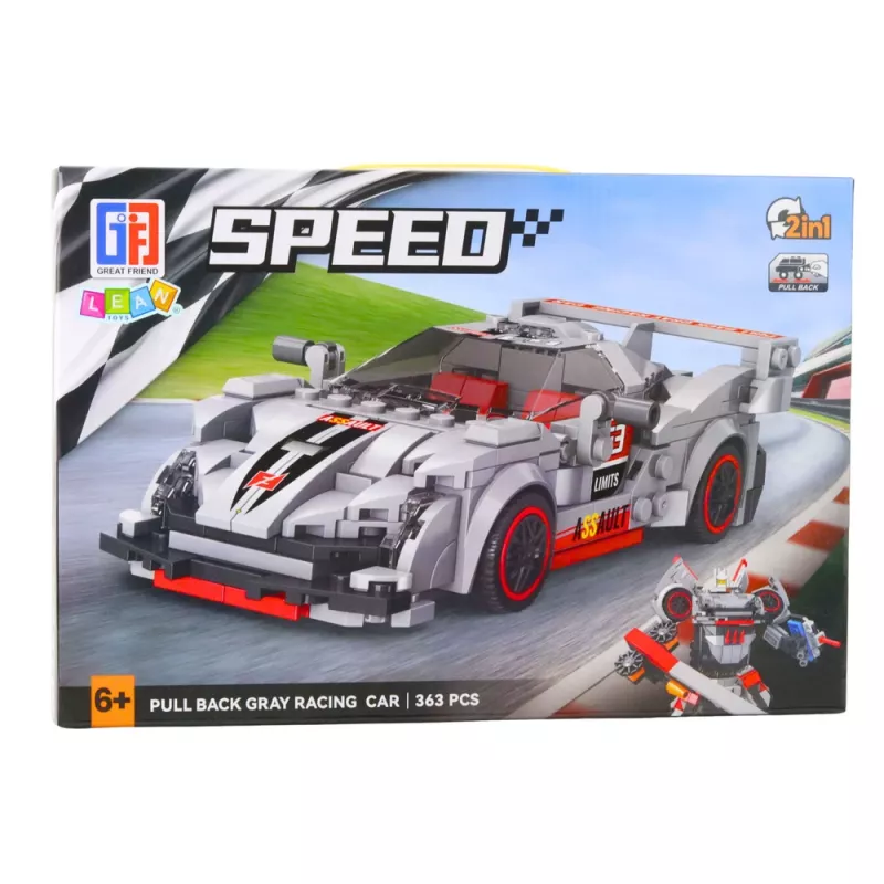 LEAN TOYS Blocos de construção carro desportivo robô 2em1 cinzento 363 peças