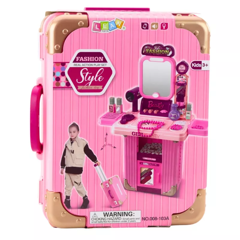 LEAN TOYS Conjunto de toucador em mala 2em1 rosa