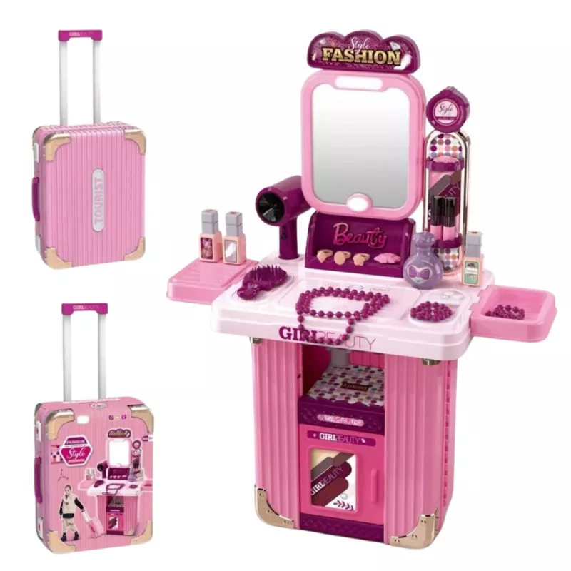 LEAN TOYS Conjunto de toucador em mala 2em1 rosa