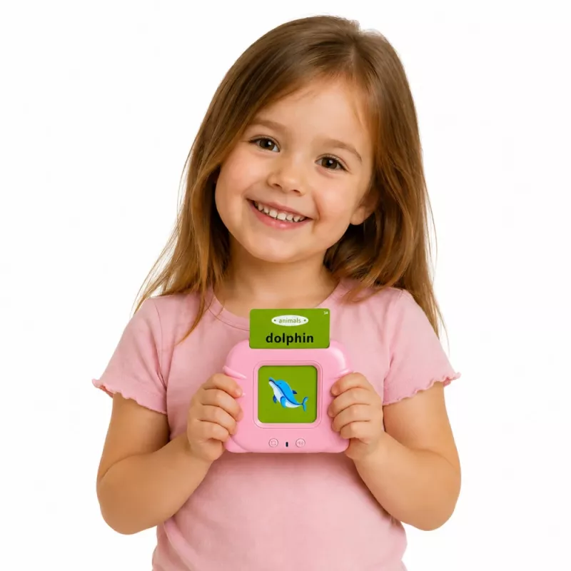 LEAN TOYS Leitor de cartões de aprendizagem de palavras em inglês brinquedo educativo rosa