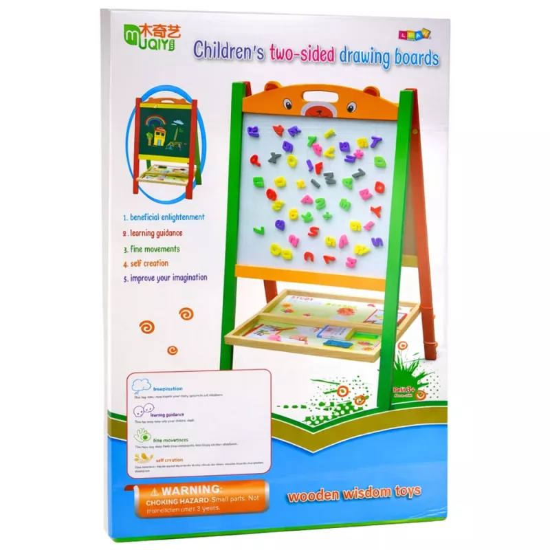 LEAN TOYS Quadro de aprendizagem magnético de dupla face 2 em 1 com marcadores letras números