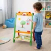 LEAN TOYS Quadro de aprendizagem magnético de dupla face 2 em 1 com marcadores letras números