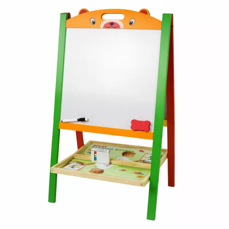 LEAN TOYS Quadro de aprendizagem magnético de dupla face 2 em 1 com marcadores letras números