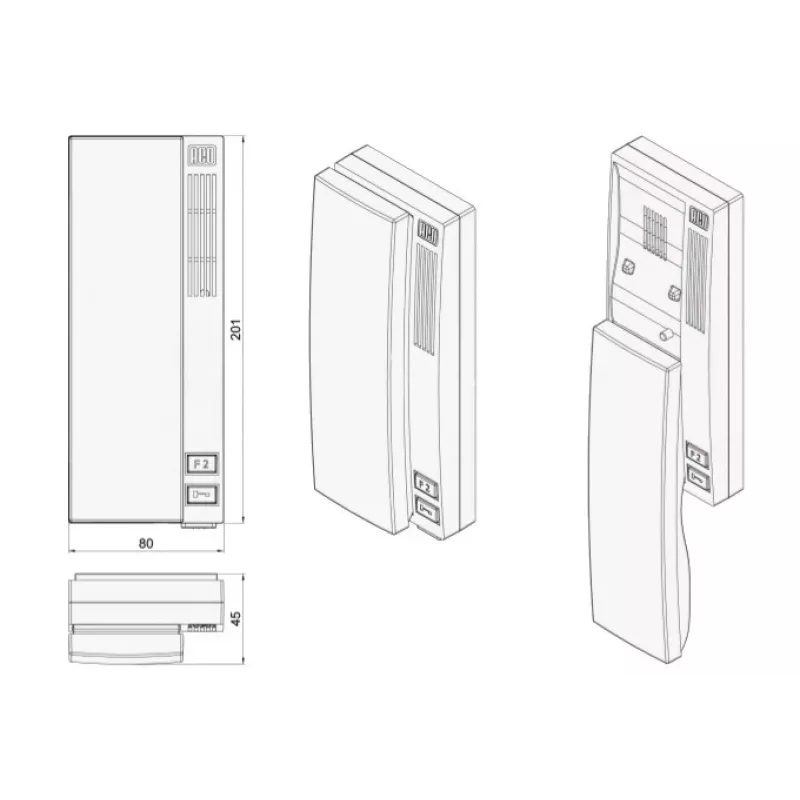 ACO INS-UP720B UNIFON - Hold, telefone de intercomunicador digital de 1 botão, branco