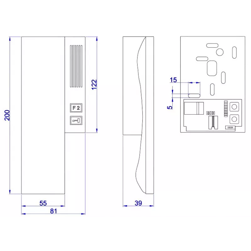 ACO INS-UP UNIFON - Telefone de intercomunicador áudio de 2 botões com fixação magnética do telefone, branco