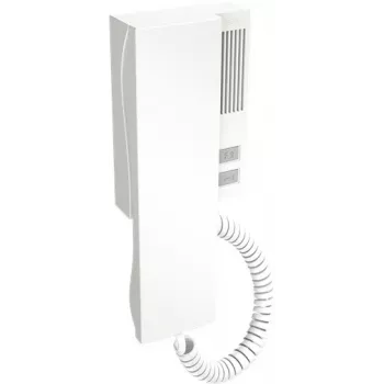 ACO INS-UP UNIFON - Telefone de intercomunicador áudio de 2 botões com fixação magnética do telefone, branco