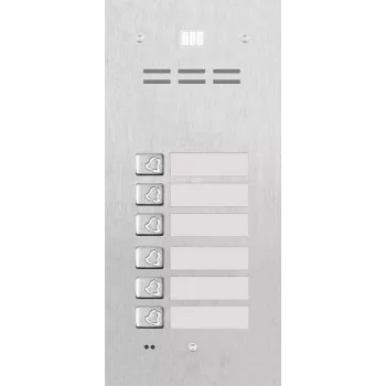 ACO FAM-P-6NPACC Placa de apartamentos encastrada para 6 apartamentos com leitor de proximidade RFID, prateado