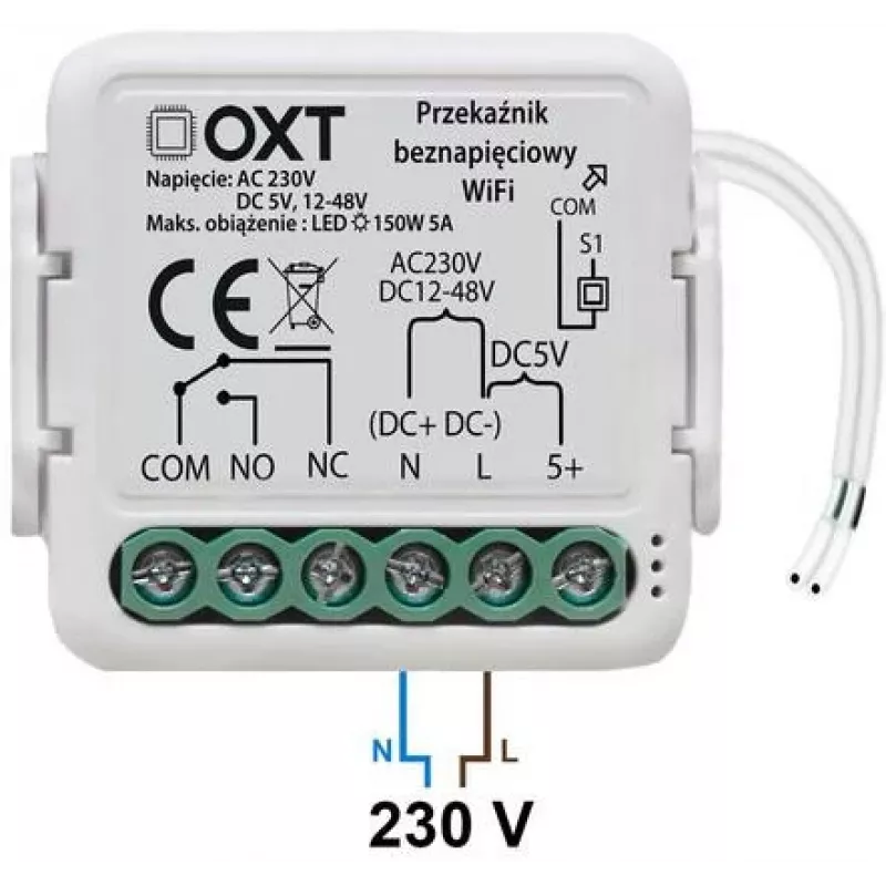 OXT T210DC Módulo de relé mini smart Wi-Fi sem potencial 1 canal 10A AC 230V DC 5V 12-48V Tuya Smart Life