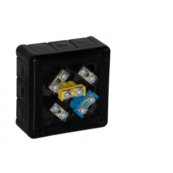 VIPLAST VP-41 Caixa de derivação de superfície com terminais, 12 entradas de cabo, IP55, Preto, 98x98x42mm