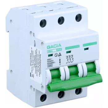 GACIA SB6L B 3P 20A Minidisjuntor, 6kA, curva B, 3 polos, 20A