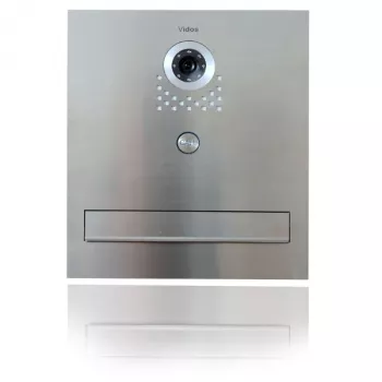 VIDOS S551-SKM Caixa de Correio com Vídeo-Intercomunicador de Porta Integrado, Aço Inoxidável Escovado, Montagem Embutida