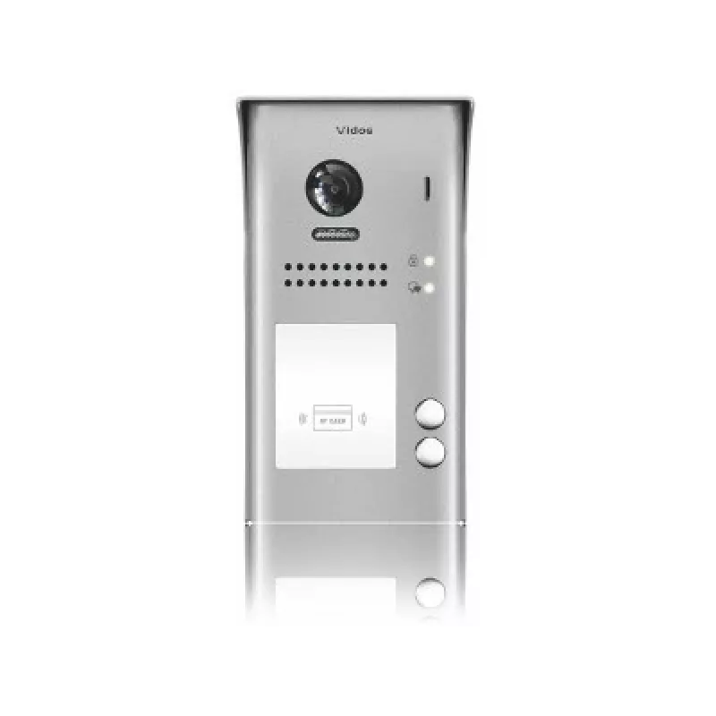 VIDOS DUO S1102A Posto de Vídeo de Porta para 2 Famílias, Aço Inoxidável, Full HD, 2 Fios, Preto