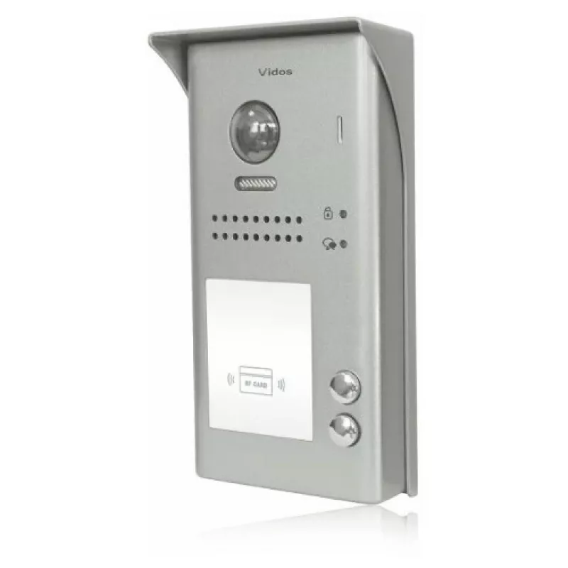VIDOS DUO S1102A Posto de Vídeo de Porta para 2 Famílias, Aço Inoxidável, Full HD, 2 Fios, Preto