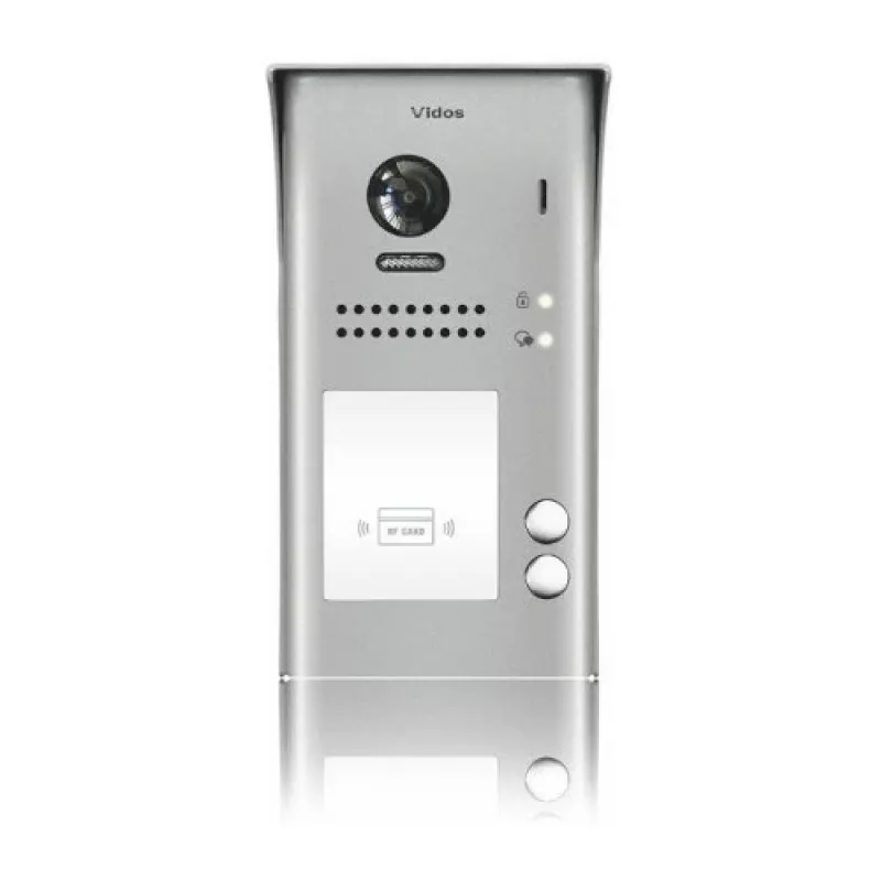 VIDOS DUO S1102A Posto de Vídeo de Porta para 2 Famílias, Aço Inoxidável, Full HD, 2 Fios, Preto