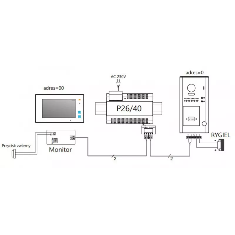 VIDOS DUO S1102A Posto de Vídeo de Porta para 2 Famílias, Aço Inoxidável, Full HD, 2 Fios, Preto