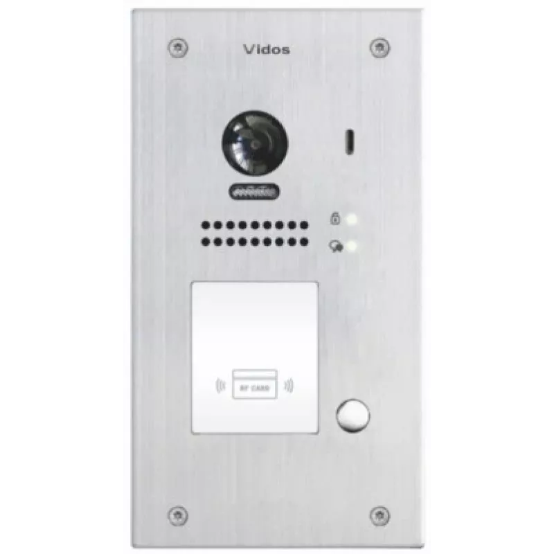 VIDOS DUO S1201A Posto de Vídeo de Porta 2 Fios com RFID, Full HD 1080p, Prateado/Cinzento Escuro