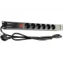 GETFORT LGF-06-Z Unidade de Distribuição de Energia (PDU) 19 polegadas 1U 6 Tomadas Schuko - Cabo 1,8 m, 16 A, 230 V, Preto
