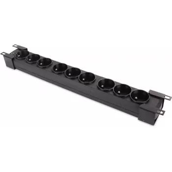 Régua de Tomadas Getfort GF-9R30/FR 9 Tomadas Montagem em Rack 1U com Tomadas Francesas, Cabo 3m, 16A, Preto