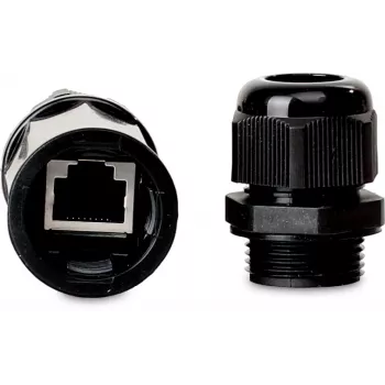Conector Fêmea-Fêmea RJ45 GETFORT Cat.5e, Exterior, IP67, Blindado, Preto