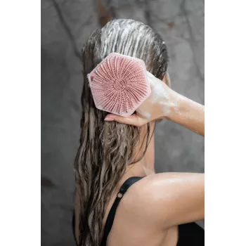GLOV Bubble Burst 3-em-1 Esfoliante e Massajador de Silicone para Corpo, Couro Cabeludo e Costas - Rosa