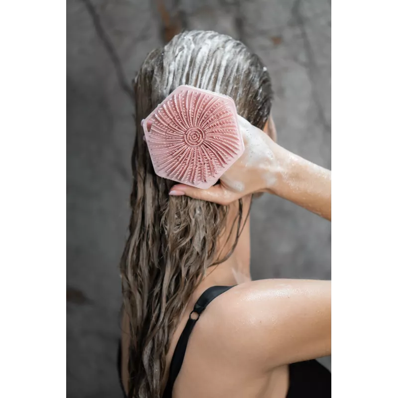 GLOV Bubble Burst 3-em-1 Esfoliante e Massajador de Silicone para Corpo, Couro Cabeludo e Costas - Rosa