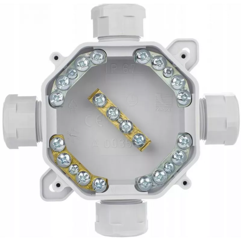PAWBOL A.0035 Caixa de Derivação Estanque de Sobrepor PG16, IP67 (5x4mm²), Cinzento