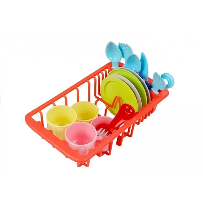 LEAN TOYS Lavatório colorido com torneira e máquina de lavar loiça com acessórios