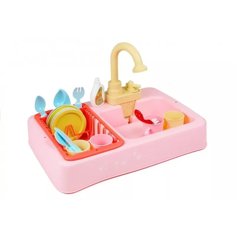 LEAN TOYS Lavatório colorido com torneira e máquina de lavar loiça com acessórios