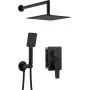 DEANTE Conjunto de duche encastrado com caixa misturadora, série Omnires Y, preto mate, chuveiro de teto Ø250 mm