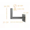 CORAB USL-48/250AL Suporte de parede angular para mastro de 48mm, braço de 250mm, alumínio, prateado