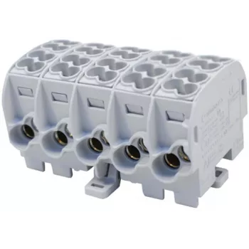 Bloco de distribuição SIMET SIMBLOCK SCB 25-5X Al/Cu entrada 1x25mm² saída 5x1,5-16mm² cinzento