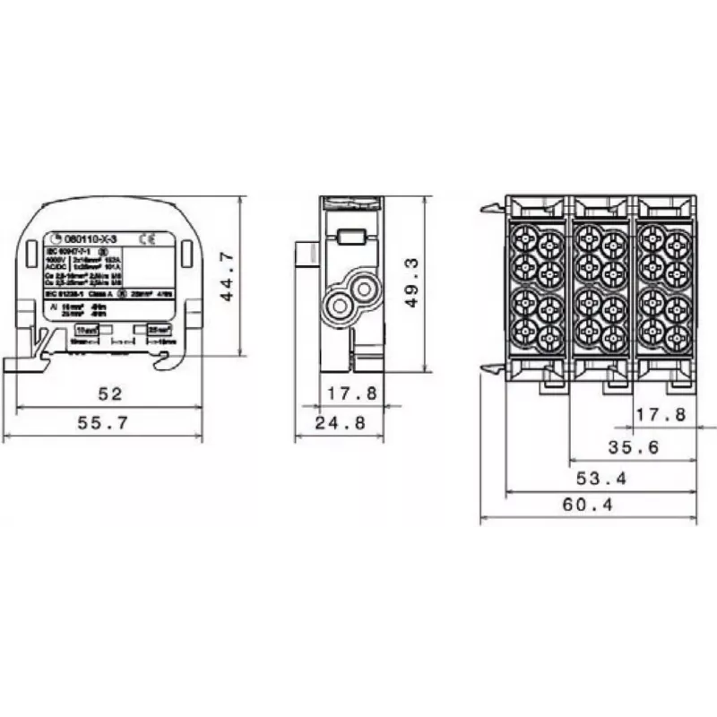 Bloco de distribuição derivado SIMET SCB 25 Al/Cu 80110 SIMBLOCK, cinzento 81501002