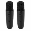 Conjunto de karaoke LEAN altifalante Bluetooth dois microfones luzes LED preto