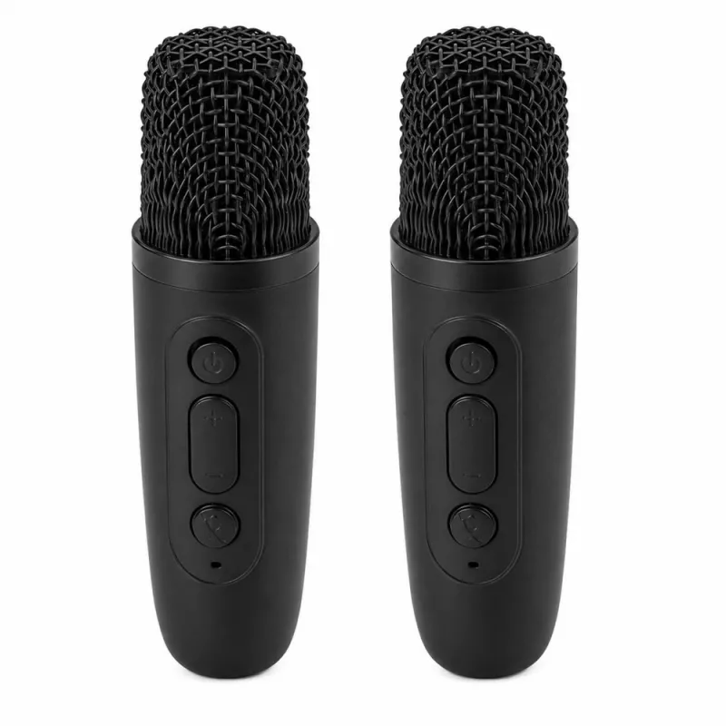 Conjunto de karaoke LEAN altifalante Bluetooth dois microfones luzes LED preto