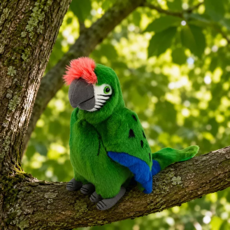 Papagaio de peluche Arara ave exótica mascote peluche verde 24 cm LEAN TOYS