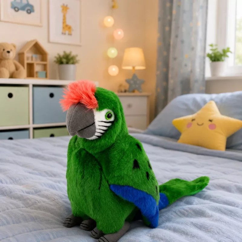 Papagaio de peluche Arara ave exótica mascote peluche verde 24 cm LEAN TOYS