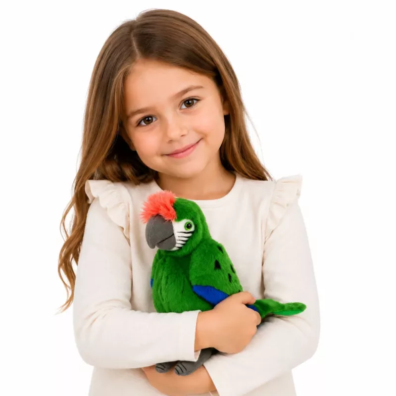 Papagaio de peluche Arara ave exótica mascote peluche verde 24 cm LEAN TOYS
