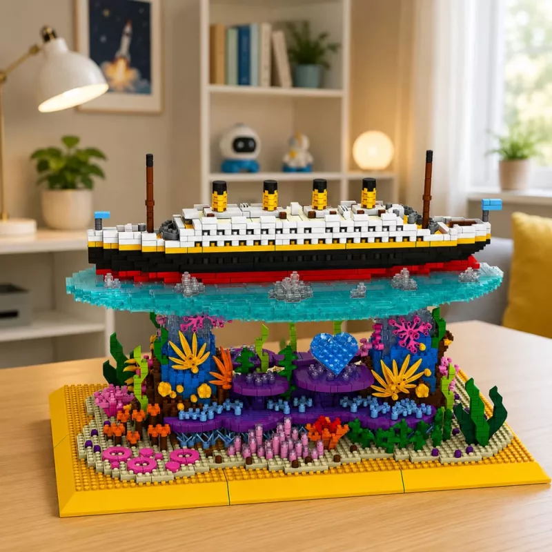 Blocos de construção navio Titanic num recife de coral 3892 peças LEAN TOYS