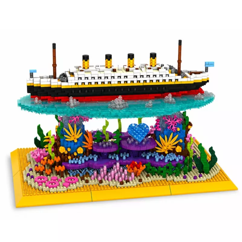 Blocos de construção navio Titanic num recife de coral 3892 peças LEAN TOYS