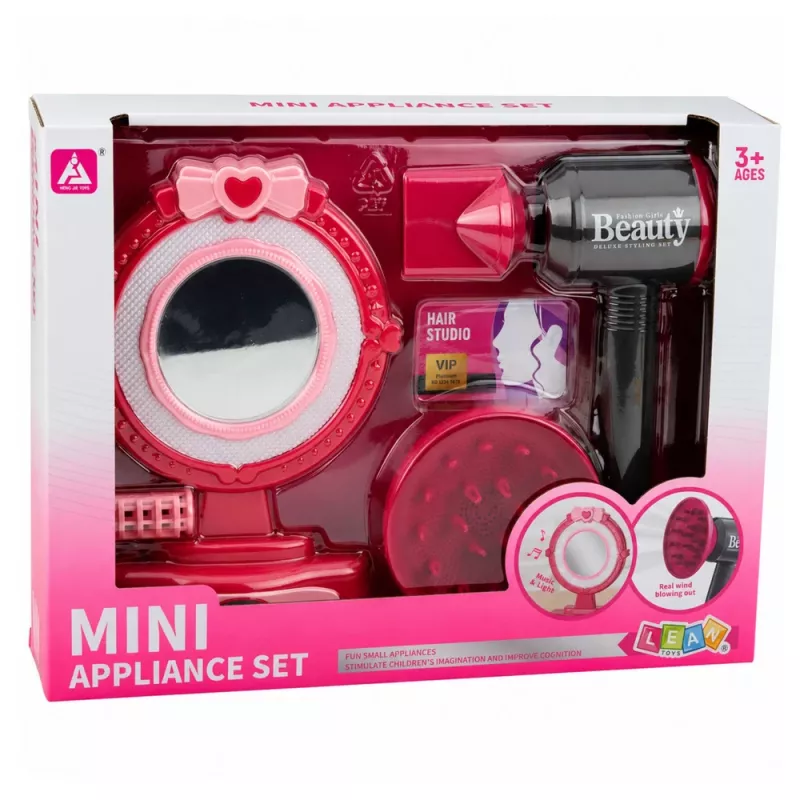 Conjunto de penteados LEAN TOYS com secador, espelho, luzes, sons e acessórios