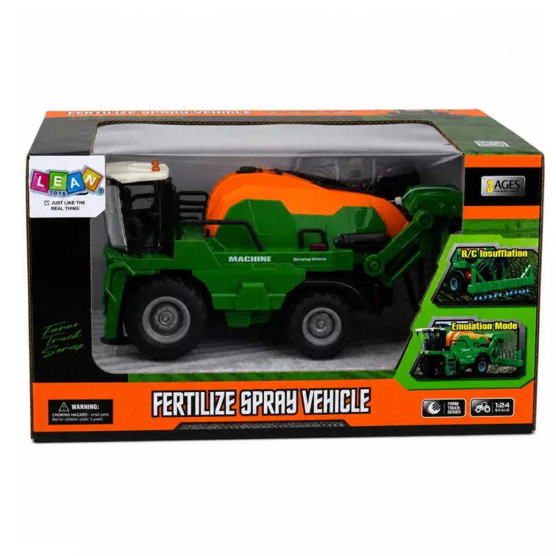 Ceifeira-debulhadora com função de pulverização, luzes, sons, 1:24 LEAN TOYS