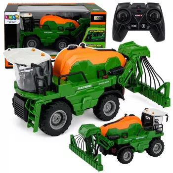 Ceifeira-debulhadora com função de pulverização, luzes, sons, 1:24 LEAN TOYS